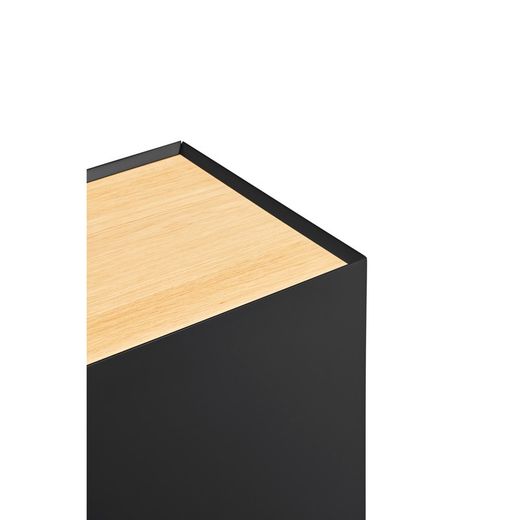 Wooden wine rack in black and oak, 95 x 40 x 120 cm | Arista