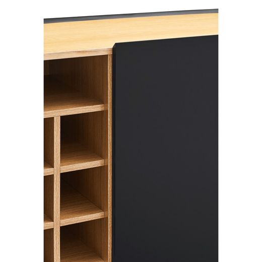 Wooden wine rack in black and oak, 95 x 40 x 120 cm | Arista