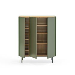 Wooden wine rack in light green and oak, 95 x 40 x 120 cm | Arista