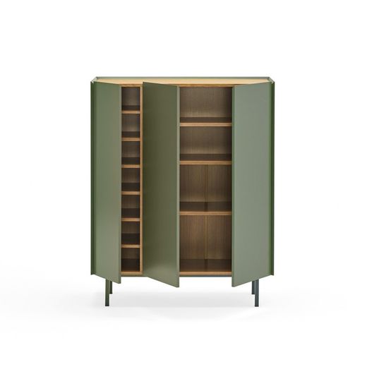 Wooden wine rack in light green and oak, 95 x 40 x 120 cm | Arista