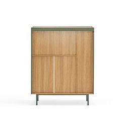 Wooden wine rack in light green and oak, 95 x 40 x 120 cm | Arista