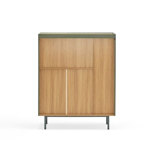 Wooden wine rack in light green and oak, 95 x 40 x 120 cm | Arista