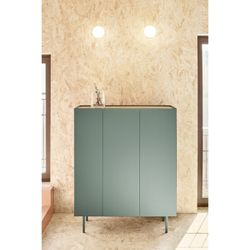 Wooden wine rack in light green and oak, 95 x 40 x 120 cm | Arista