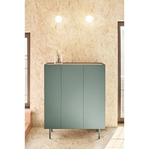 Wooden wine rack in light green and oak, 95 x 40 x 120 cm | Arista