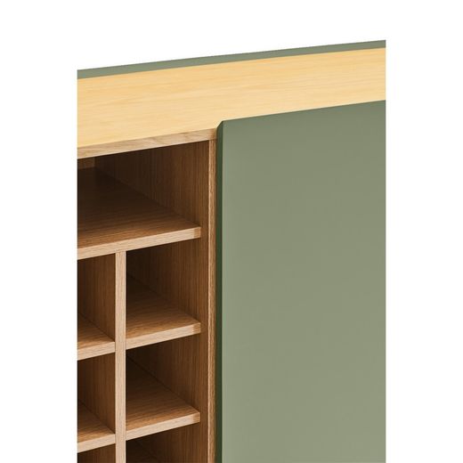 Wooden wine rack in light green and oak, 95 x 40 x 120 cm | Arista