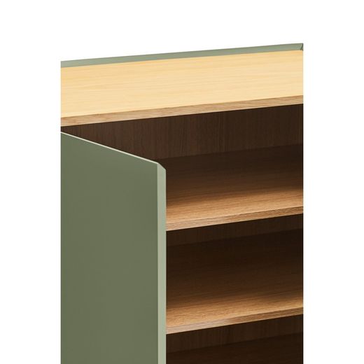 Wooden wine rack in light green and oak, 95 x 40 x 120 cm | Arista