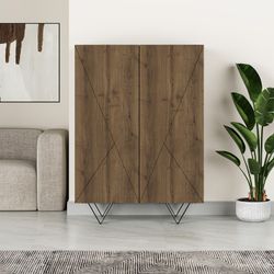 Houten bijzetmeubel in walnootkleur, 90 x 41,8 x 125 cm | Connie