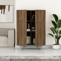 Houten bijzetmeubel in walnootkleur, 90 x 41,8 x 125 cm | Connie