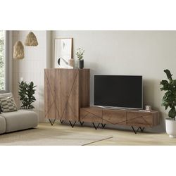 Houten bijzetmeubel in walnootkleur, 90 x 41,8 x 125 cm | Connie