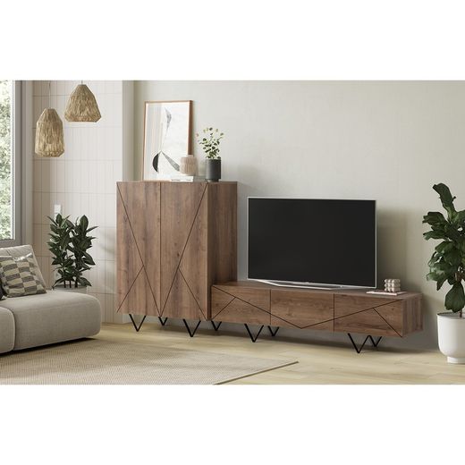 Houten bijzetmeubel in walnootkleur, 90 x 41,8 x 125 cm | Connie
