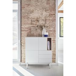Mueble auxiliar de madera en crema, 100 x 40 x 120 cm | Corvo