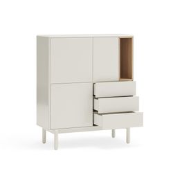 Mueble auxiliar de madera en crema, 100 x 40 x 120 cm | Corvo