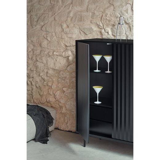 Schwarzes Holz-Sideboard, 97 x 45 x 130 cm | Gesehen