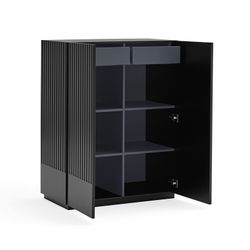 Mueble auxiliar de madera en negro y gris antracita, 92 x 46 x 120 cm | Doric