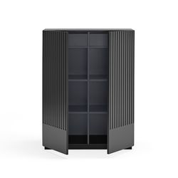 Mueble auxiliar de madera en negro y gris antracita, 92 x 46 x 120 cm | Doric