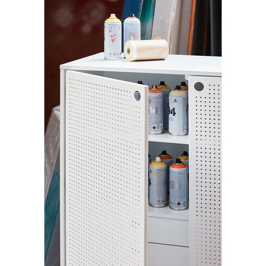 White wood and metal sideboard, 93 x 45 x 130 cm | Punto