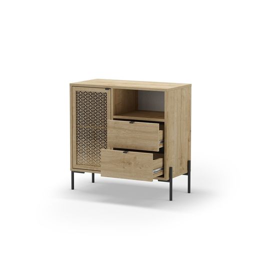 Auxiliary furniture made of wood and metal in oak colour, 84 x 40 x 80.5 cm | Inca