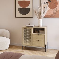 Auxiliary furniture made of wood and metal in oak colour, 84 x 40 x 80.5 cm | Inca