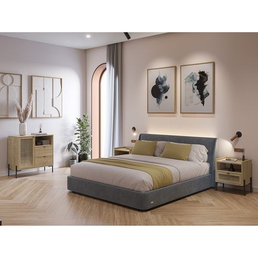 Auxiliary furniture made of wood and metal in oak colour, 84 x 40 x 80.5 cm | Inca