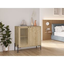 Auxiliary furniture made of wood and metal in oak colour, 86.6 x 40 x 80.3 cm | Inca