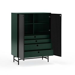 Dark green and black wood and metal sideboard, 93 x 45 x 130 cm | Punto