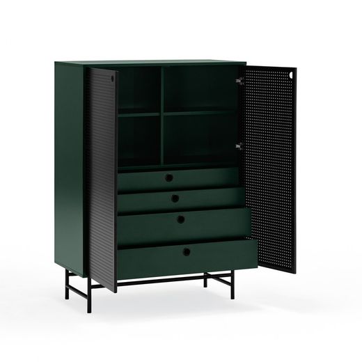 Dark green and black wood and metal sideboard, 93 x 45 x 130 cm | Punto