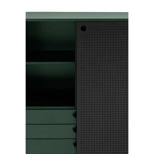 Dark green and black wood and metal sideboard, 93 x 45 x 130 cm | Punto