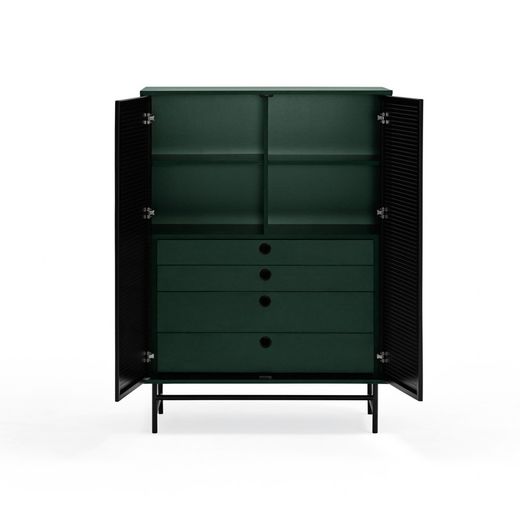 Dark green and black wood and metal sideboard, 93 x 45 x 130 cm | Punto
