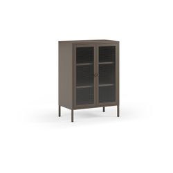 Sidobord i metall och härdat glas i mocka, 70 x 40 x 100 cm | Layna