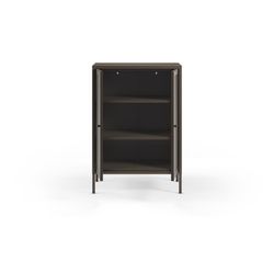 Sidobord i metall och härdat glas i mocka, 70 x 40 x 100 cm | Layna