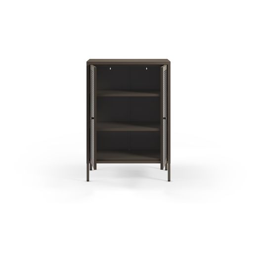 Sidobord i metall och härdat glas i mocka, 70 x 40 x 100 cm | Layna