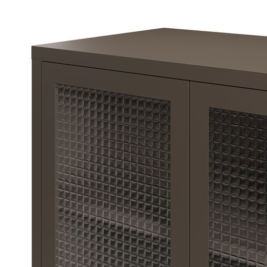 Sidobord i metall och härdat glas i mocka, 70 x 40 x 100 cm | Layna