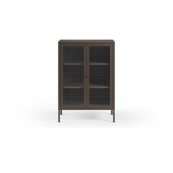 Sidobord i metall och härdat glas i mocka, 70 x 40 x 100 cm | Layna