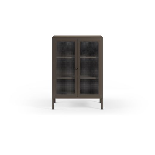 Sidobord i metall och härdat glas i mocka, 70 x 40 x 100 cm | Layna