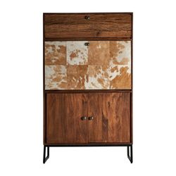 Brown/Beige Texas Mango Wood Bar Cabinet, 90x45x150cm