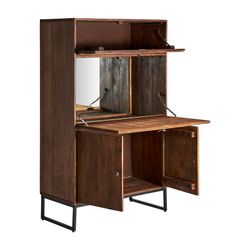 Brown/Beige Texas Mango Wood Bar Cabinet, 90x45x150cm