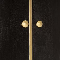 Wood and Gold/Black Metal Bar Cabinet, 100x50x151cm