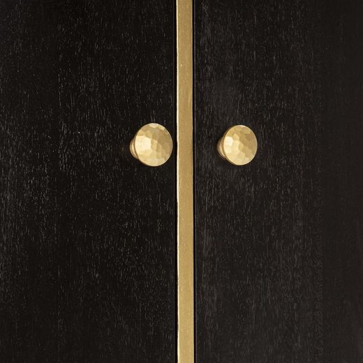 Wood and Gold/Black Metal Bar Cabinet, 100x50x151cm