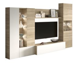 Μικρά έπιπλα καθιστικού σε λευκό και δρυς, 260 x 42 x 185 cm