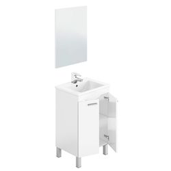 Mobile lavabo 2 ante bianco lucido con specchio e lavabo, 50 x 40 x 80 cm
