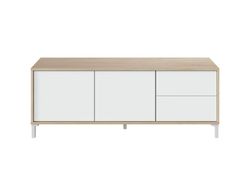 TV cabinet in natural/white wood, 130x41x47 cm | BROOKLYN