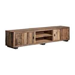 TV-meubel. Carrik van hergebruikt hout in naturel, 250 x 45 x 52 cm