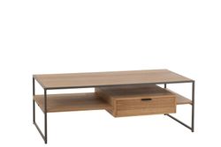 TV-Schrank mit 1 Schublade aus naturfarbenem/schwarzem Holz und Metall, 120 x 60 x 42,5 cm