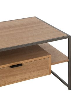TV-Schrank mit 1 Schublade aus naturfarbenem/schwarzem Holz und Metall, 120 x 60 x 42,5 cm