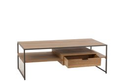TV-Schrank mit 1 Schublade aus naturfarbenem/schwarzem Holz und Metall, 120 x 60 x 42,5 cm