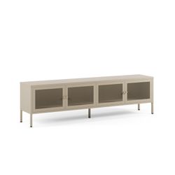 TV unit with 4 metal doors in sand, 160 x 35 x 50 cm | Fayna