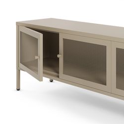 TV unit with 4 metal doors in sand, 160 x 35 x 50 cm | Fayna
