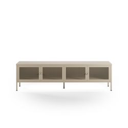 TV unit with 4 metal doors in sand, 160 x 35 x 50 cm | Fayna