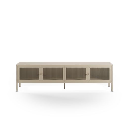 TV unit with 4 metal doors in sand, 160 x 35 x 50 cm | Fayna