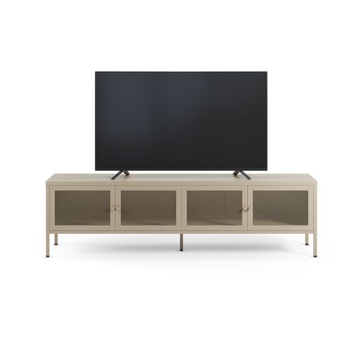 TV unit with 4 metal doors in sand, 160 x 35 x 50 cm | Fayna